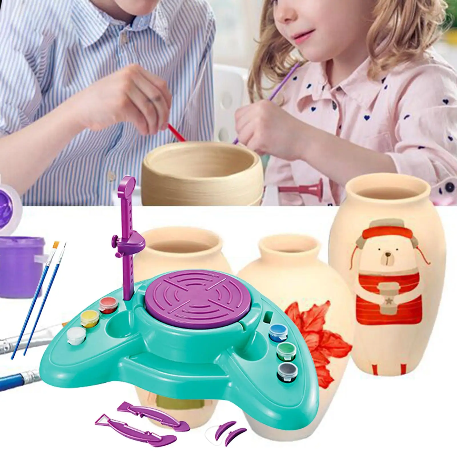 DIY Electric Pottery Machine Craft Production Machine Rotation Clay Ceramic Forming Craft Ceramic Clay Pottery Kit for Girls