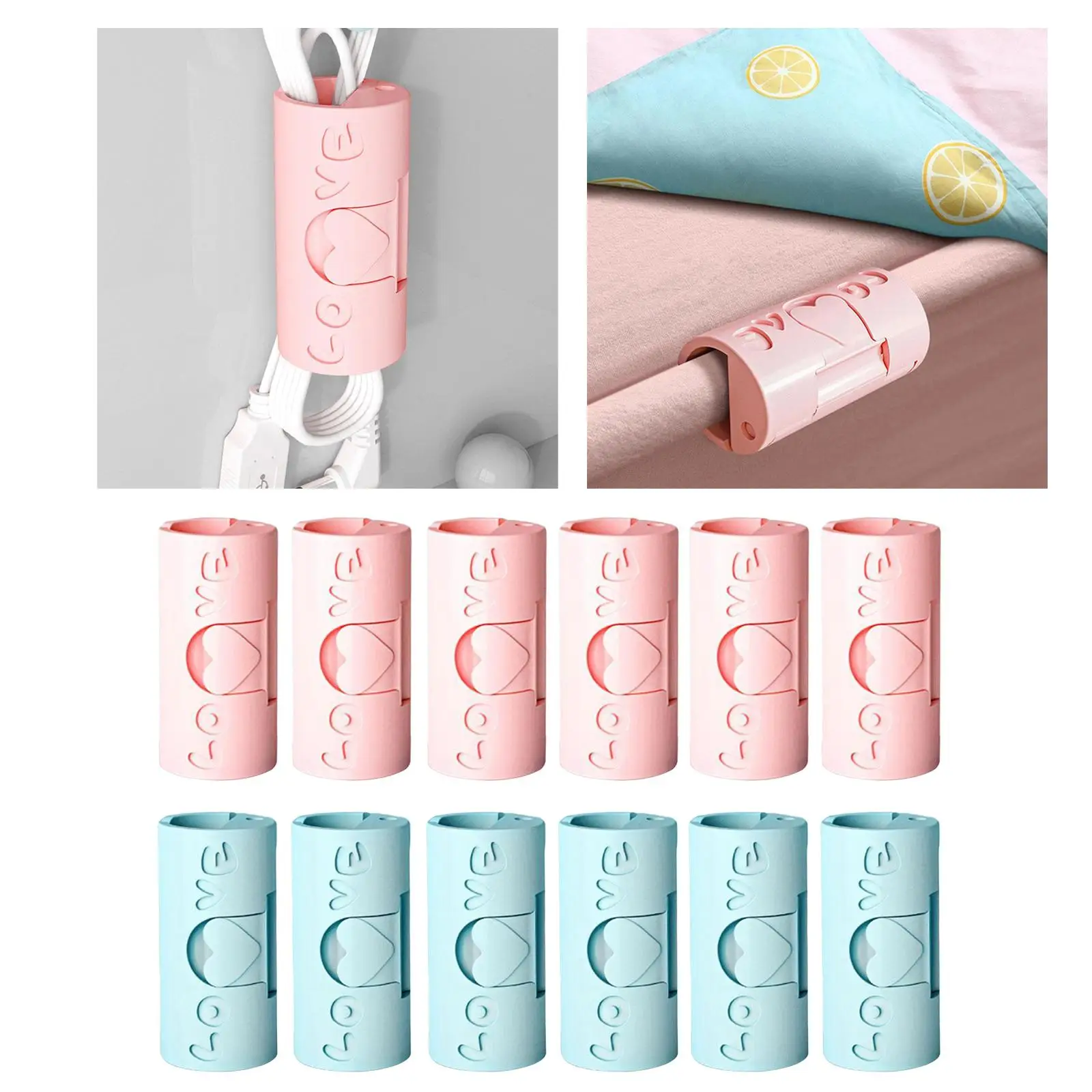 6 Pieces Multipurpose Bed Sheet Clips Needleless Organizer Clamp Storage Clip for Fastening Mattress Covers Comforter Towels