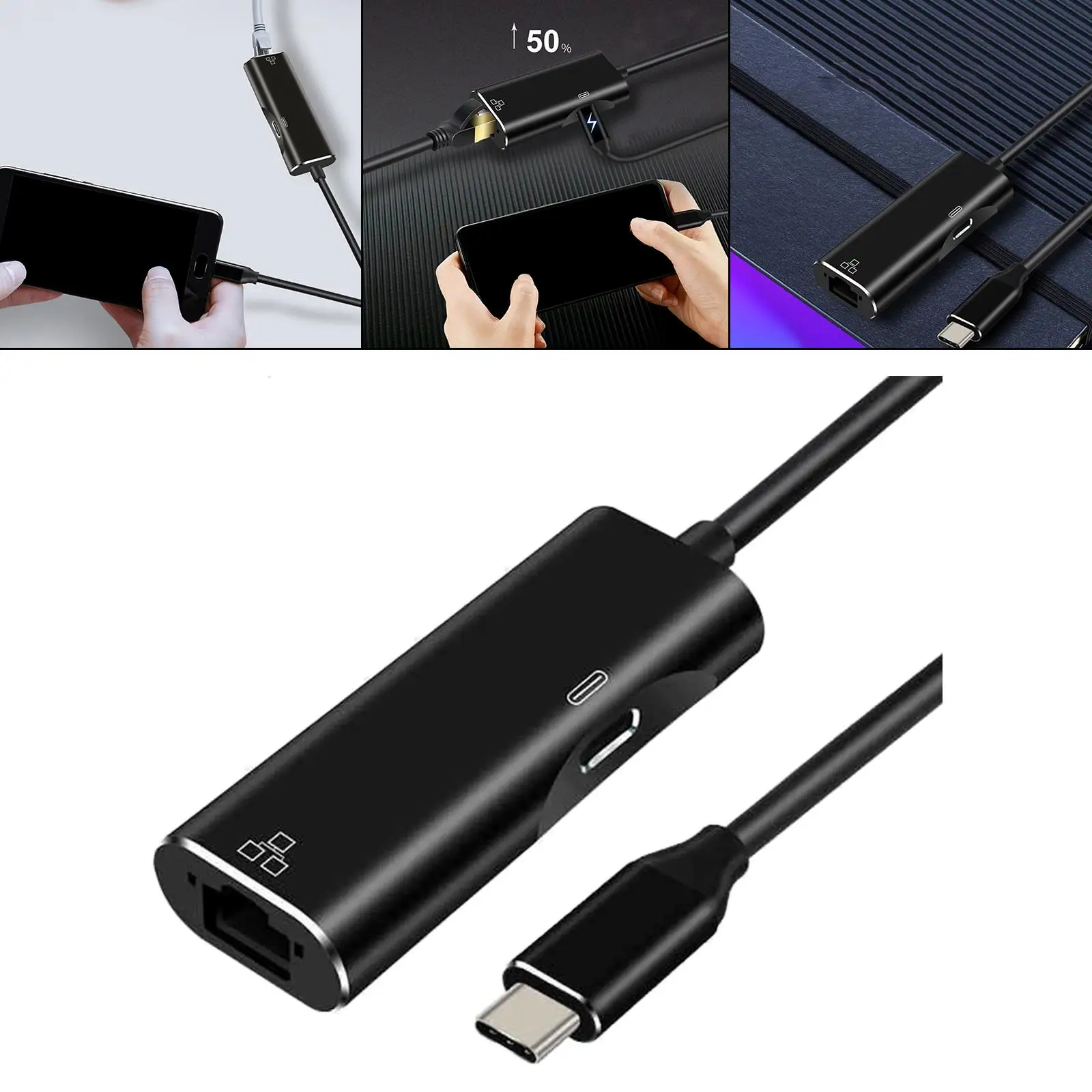 USB C to Ethernet Adapter 1M Portable ,Power and Charge Your Device 1000Mbps Data Transfer Plug and Play Stable Connection