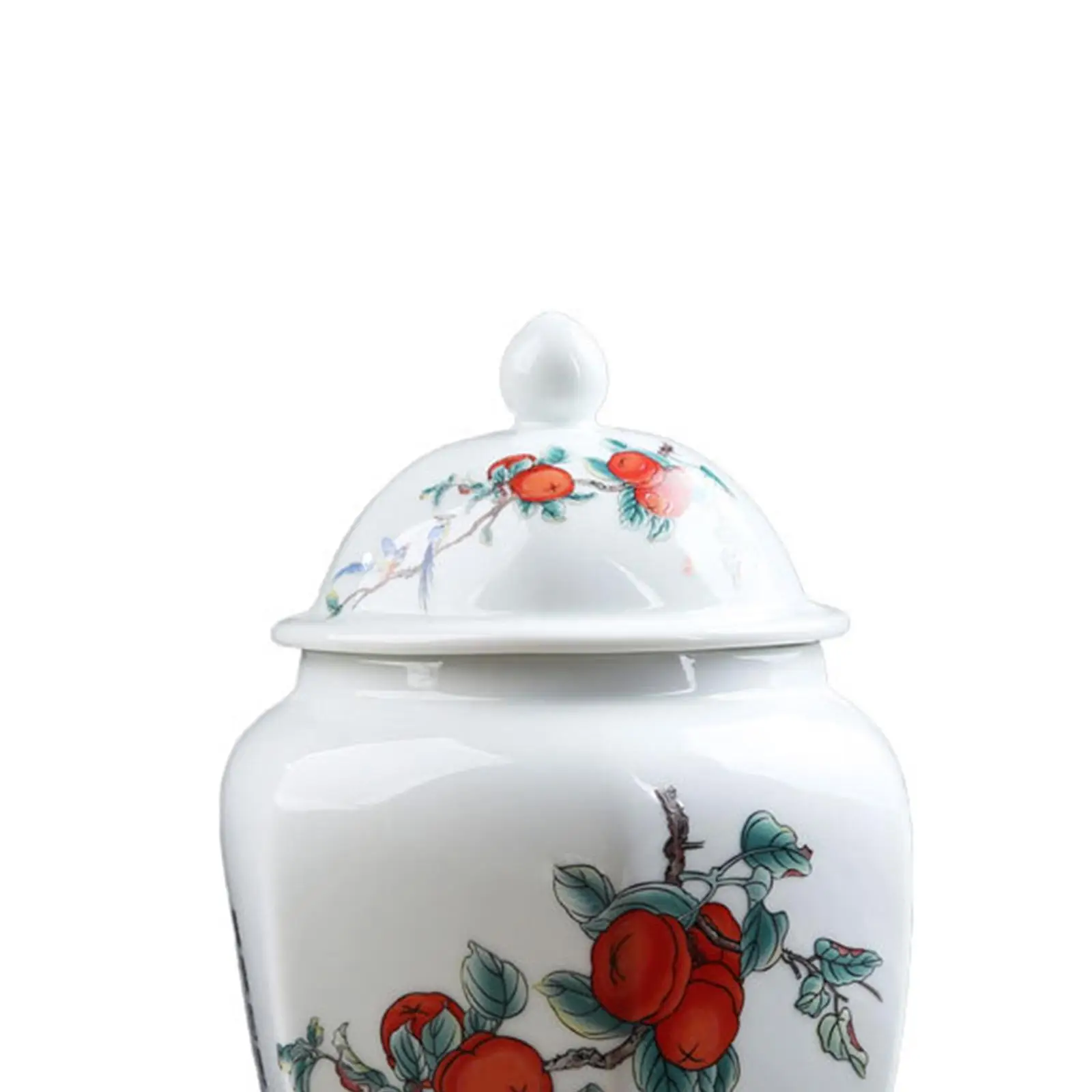 Chinese Style Porcelain Ginger Jar Tea Storage Jar Hand Painted Glazed Decorative Flower Vase Table Centerpiece Home Decoration