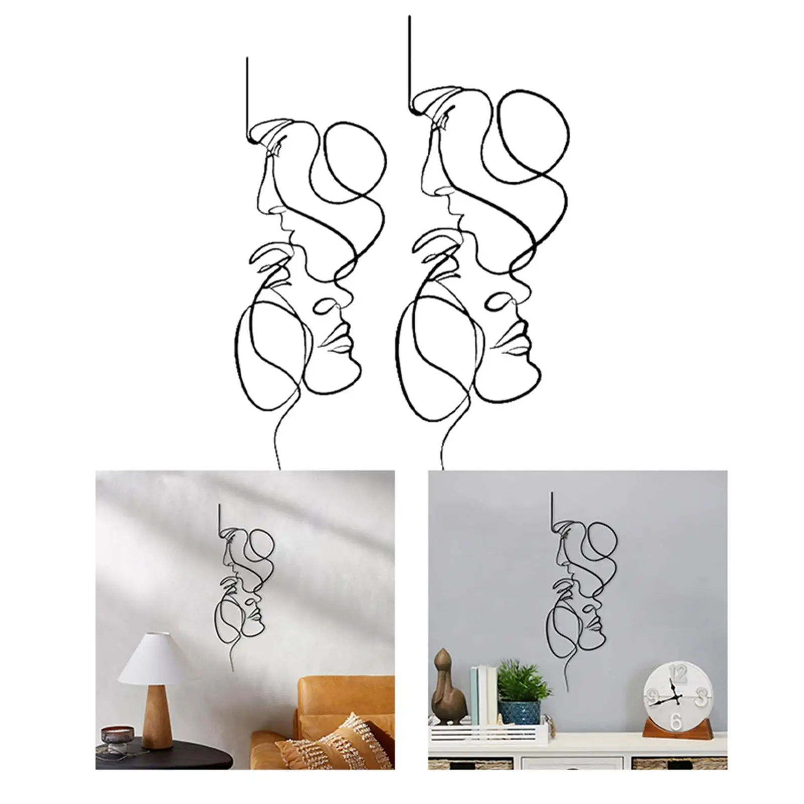 Hanging Sculptures Background Lover Decorative Home Decors Couple Metal Wall Art Decors Silhouette Statues for Bedroom Farmhouse