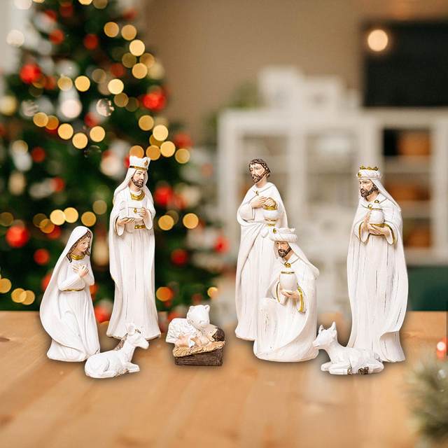 Nativity Crehe Manger and cheapest Figurines One Piece Vintage Resin Christmas Decoratio