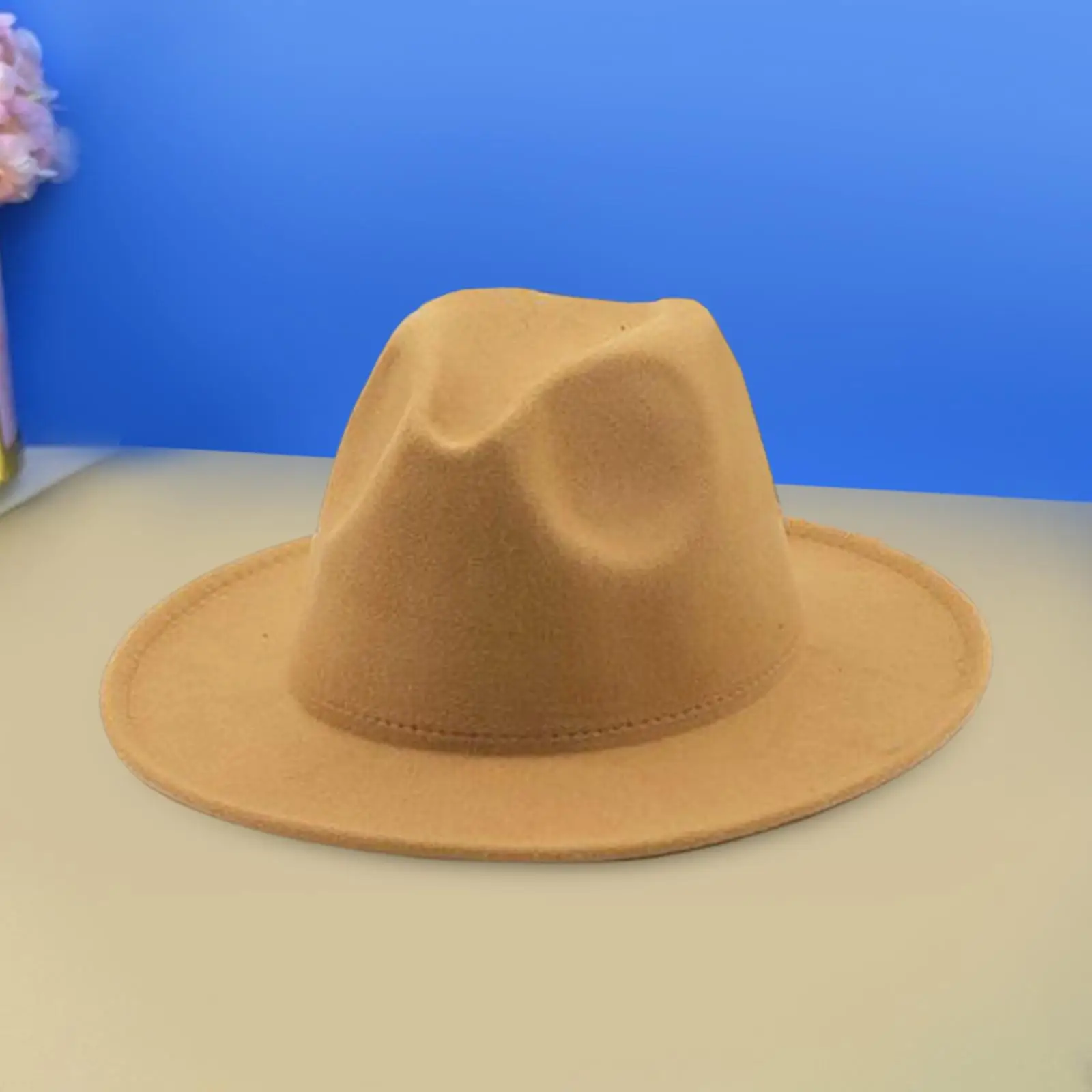 Felt Panama Hat Breathable Fedora Hat for Street Cosplay Stage Performance