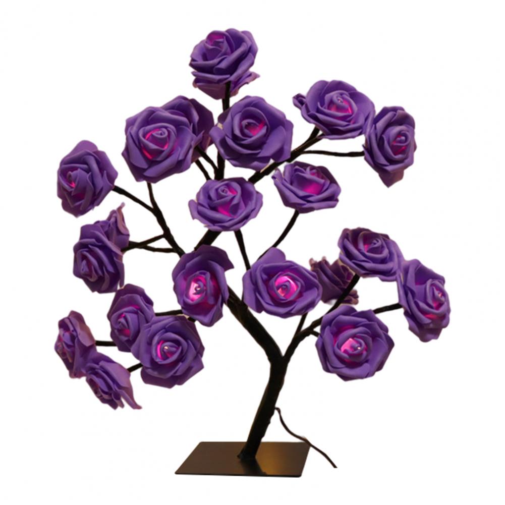 LED Cool Appearance Rose Tree Night Light Plastic Valentine's Day Rose Tree Table Light Home Decor