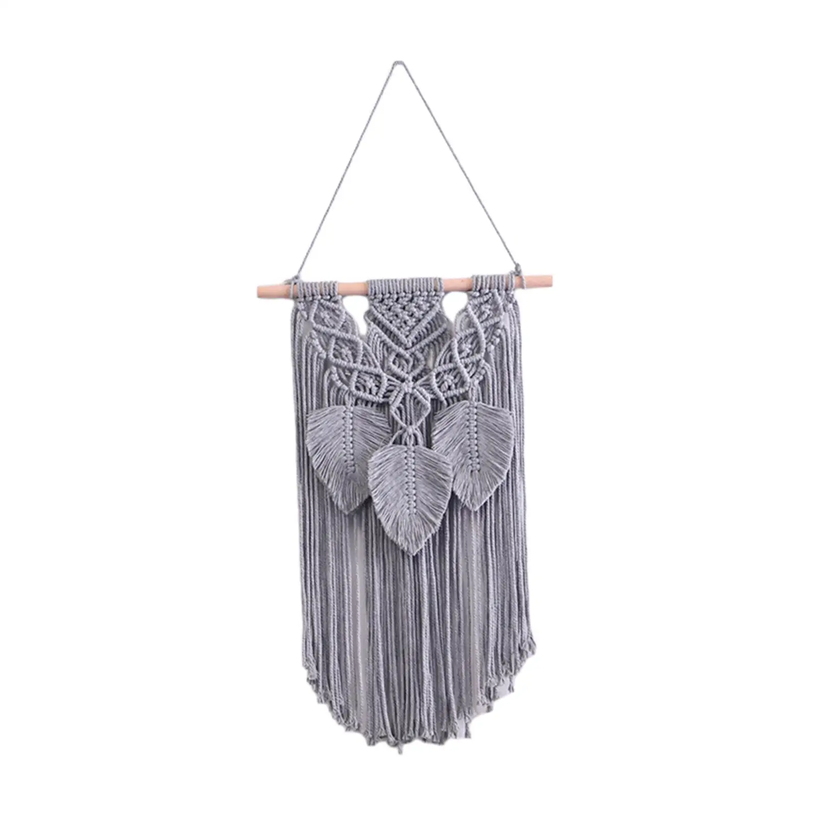 Leaves Tassels Macrame Wall Hanging Tapestry Minimalist Wall Art Decoration for Apartment Bedroom Home Backdrop Birthday Gift