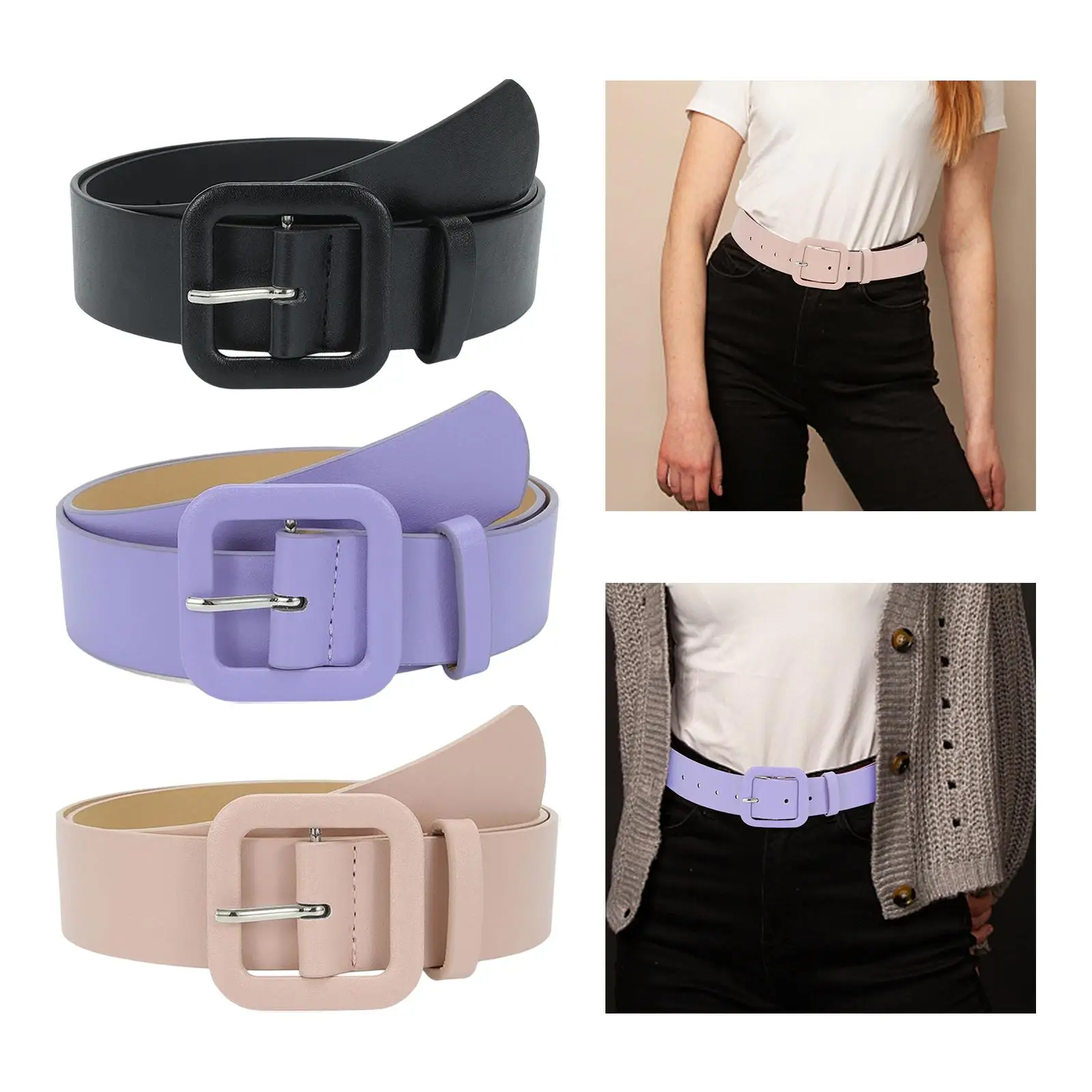 Girls Waistband Solid Pin Buckle Belt Adjustable Belts Decorative Waistbelt Jeans Belt for Sweater Skirt Blouse Pants