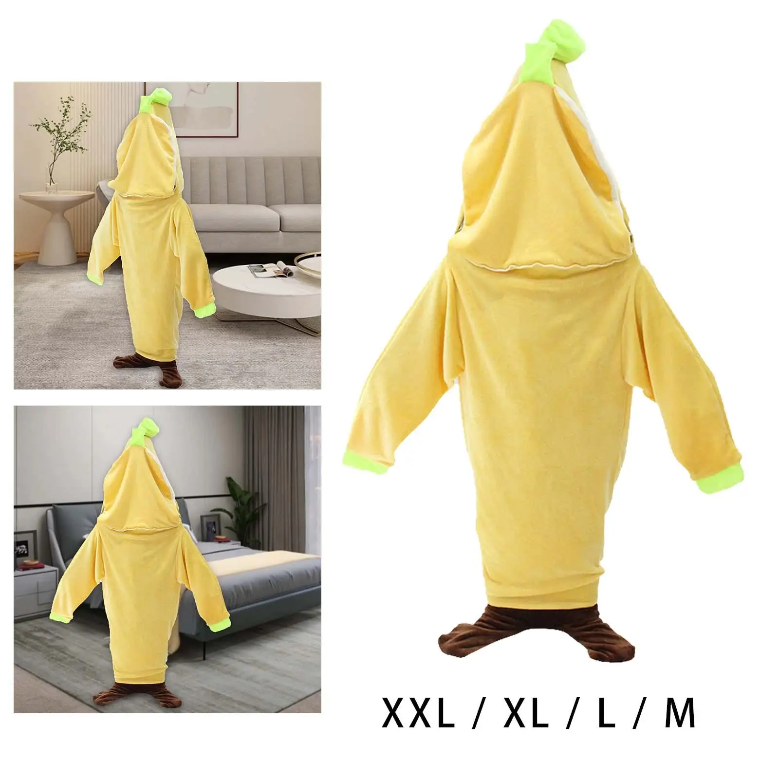 Banana Blanket Wearable Hooded Home Cosplay Banana Costume Nightgown Warm Fruit Sleeping Bag Blanket Sleeping Bag for Kids Soft