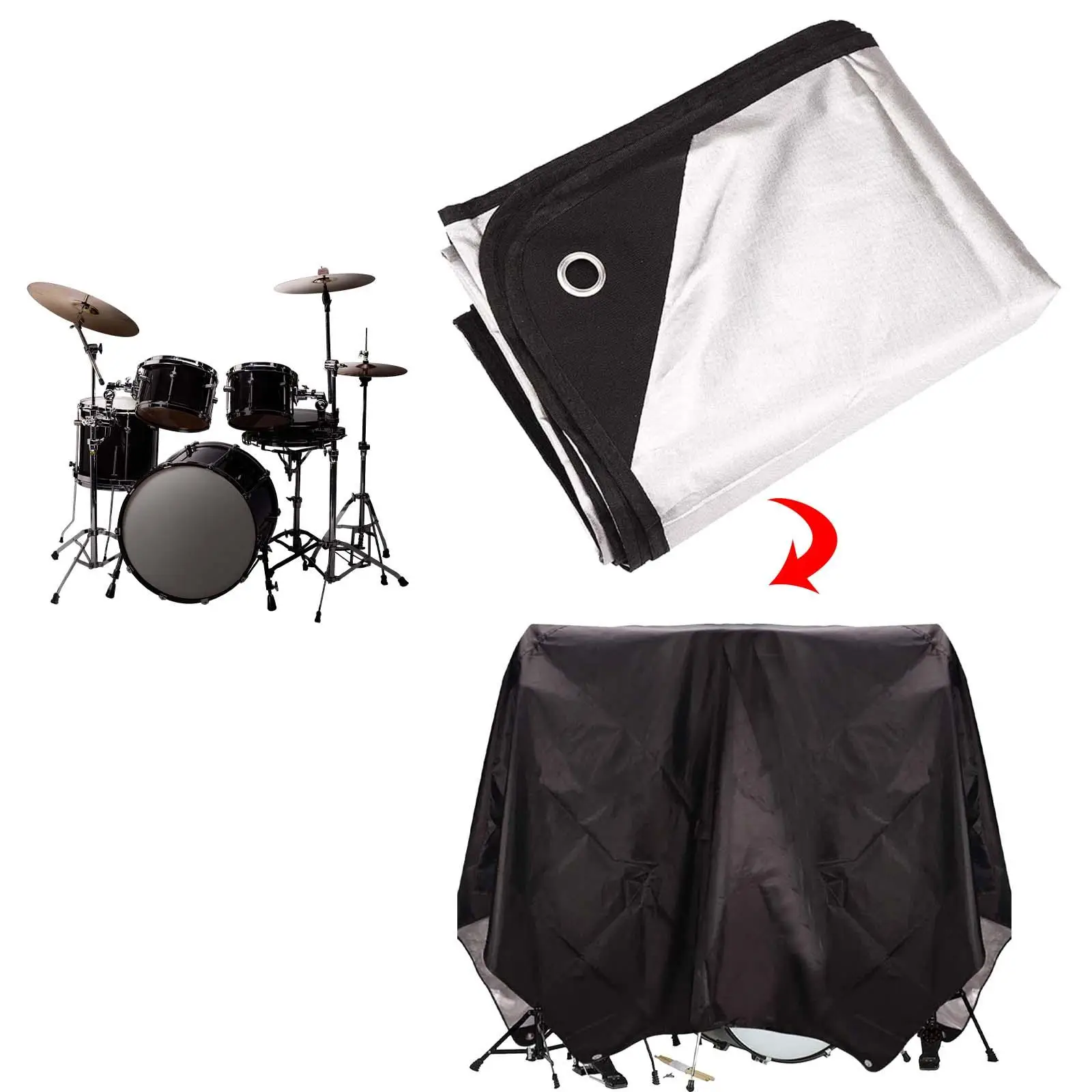Drum Set Dust Cover Weather Resistant Instrument Protective Case Drum Accessory for Indoors Music Rooms Outdoor Stage Household