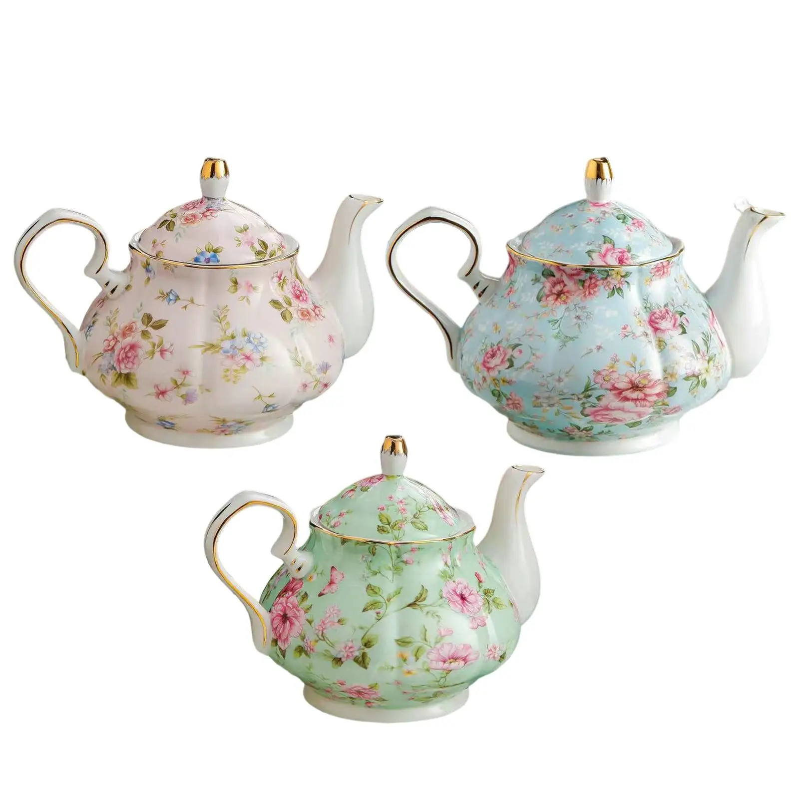 Chinese Tea Pot 400ml Colorful Painting British Coffee Pot for Kitchen Flower Tea