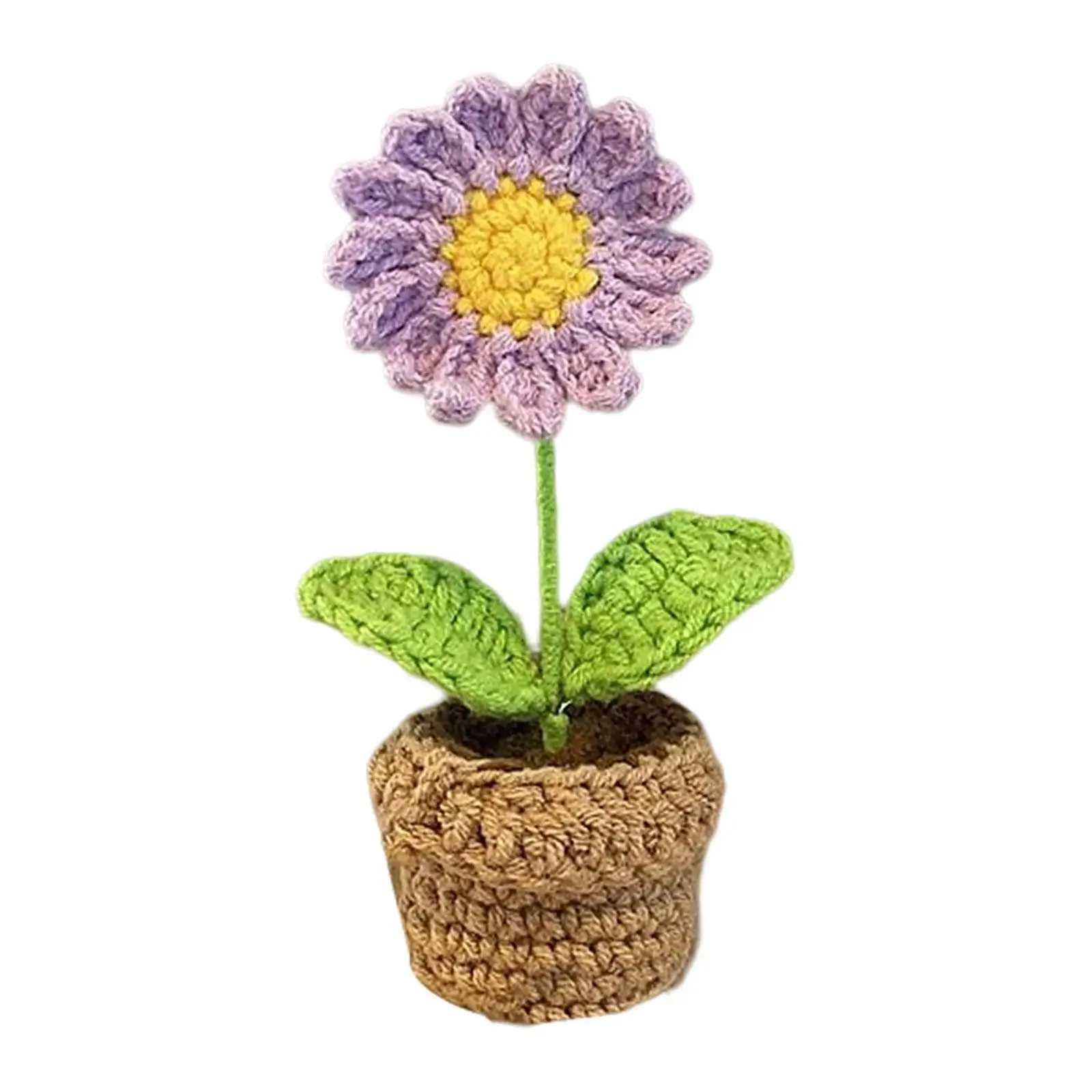  Hand Woven Knitted Flowerpot Flowers Ornament, Accessories Hand Knitting Toy