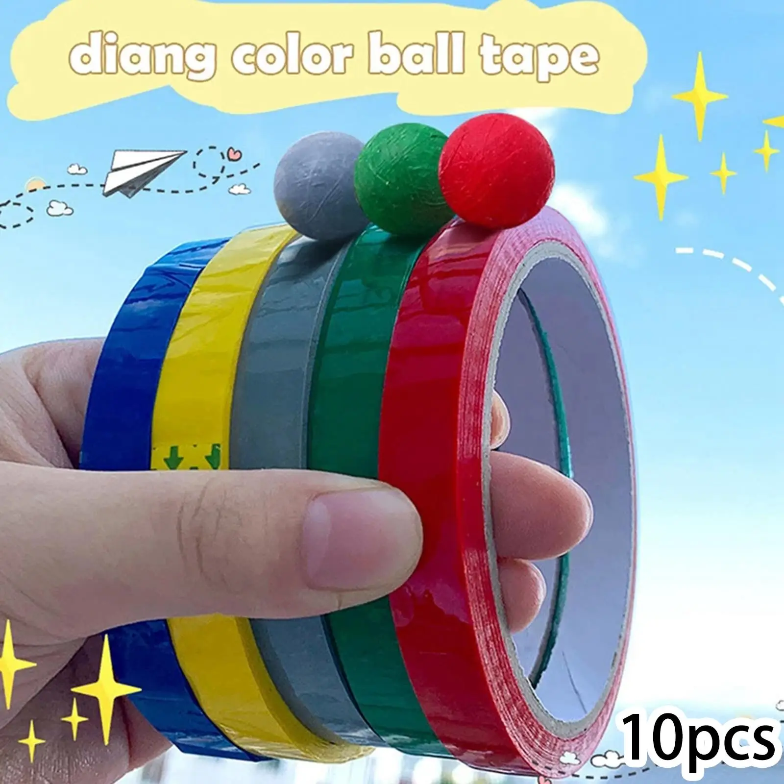 10x Funny Decompression Toys Candy Color Educational Creative Sticky Ball Tapes for Children School Game Stress Relief Relaxing