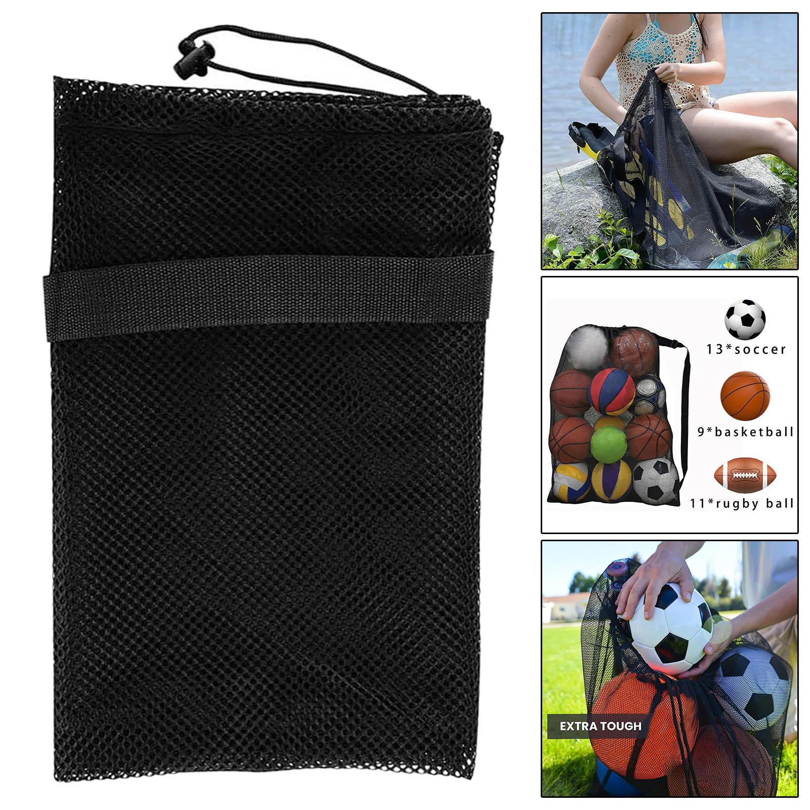 Mesh Ball Bag with Adjustable Strap Large Gym Sport Equipment Storage Hold 9