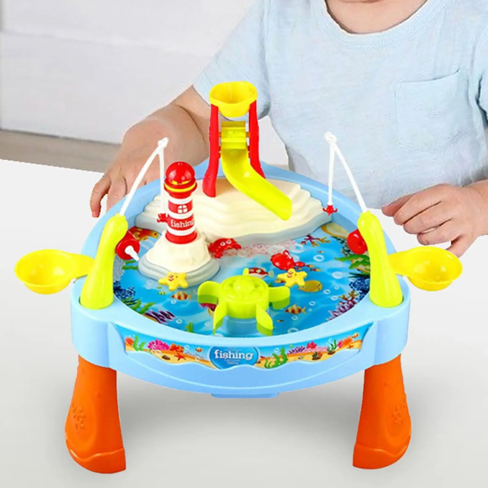 Water Circulating Fishing Game Board Play Set Water Table Toys Small Water Playing Table Outdoor Beach Toys for Activity Beach