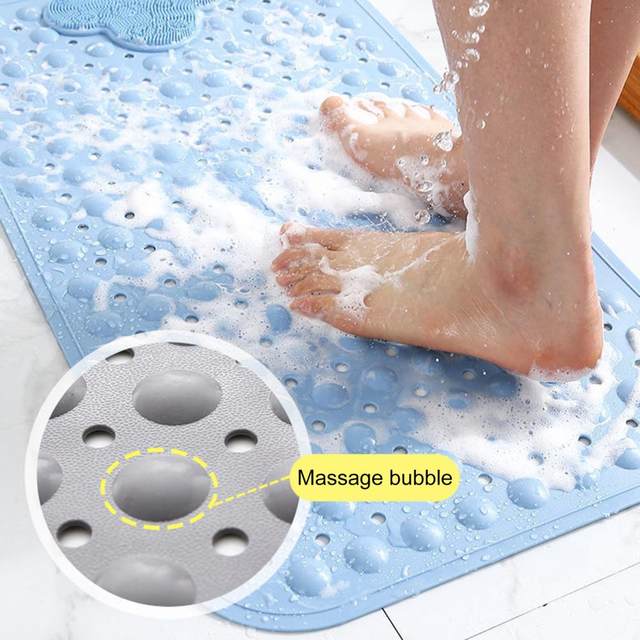 Xinwanna Bath Mat Suction Cup Drain Hole Bubble Design Anti-fall Non-slip  Cloud Massage Soft Toilet Bathtub Shower Floor Anti-skid Mat Bathroom  Supply (Blue,40x70cm) 