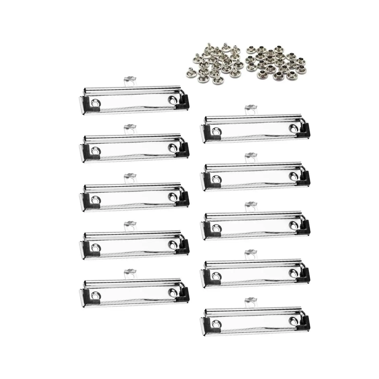 10 Pieces Office Hardboard Clips Smooth Surface Mountable Iron Clipboard Clips Profile Clipboard Clips Set for Registry Business