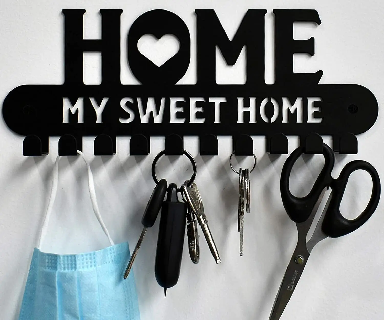 Description Picture 5 of itemCIFBUY Black Metal Key Holder Hooks Sweet Home Wall Hanger Decor for Front Door Kitchen Garage Ready to Hang, 10 Hook Racks