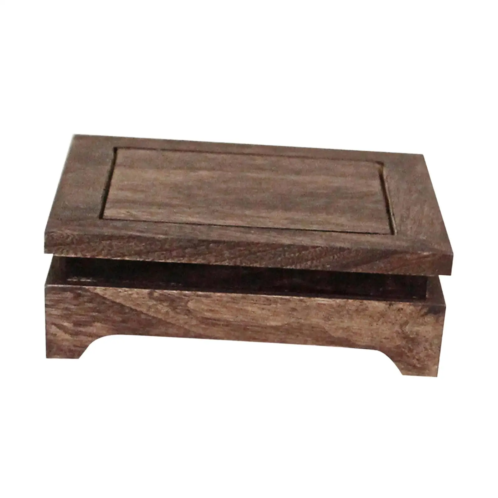 Wooden Display Stand Stone Rectangular Base for Collectibles Decorative Base