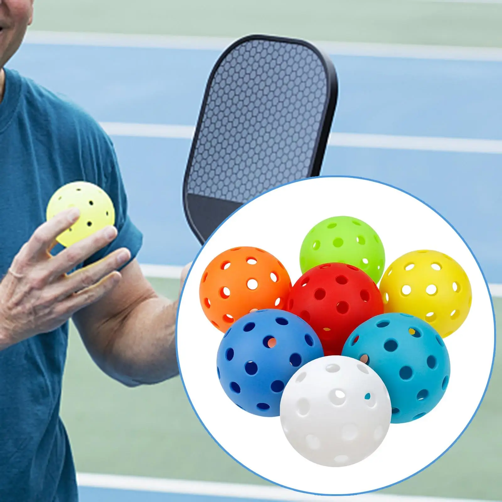 7x Pickleball Balls Hollow Ball 40 Holes 74mm for Sanctioned Tournament Play