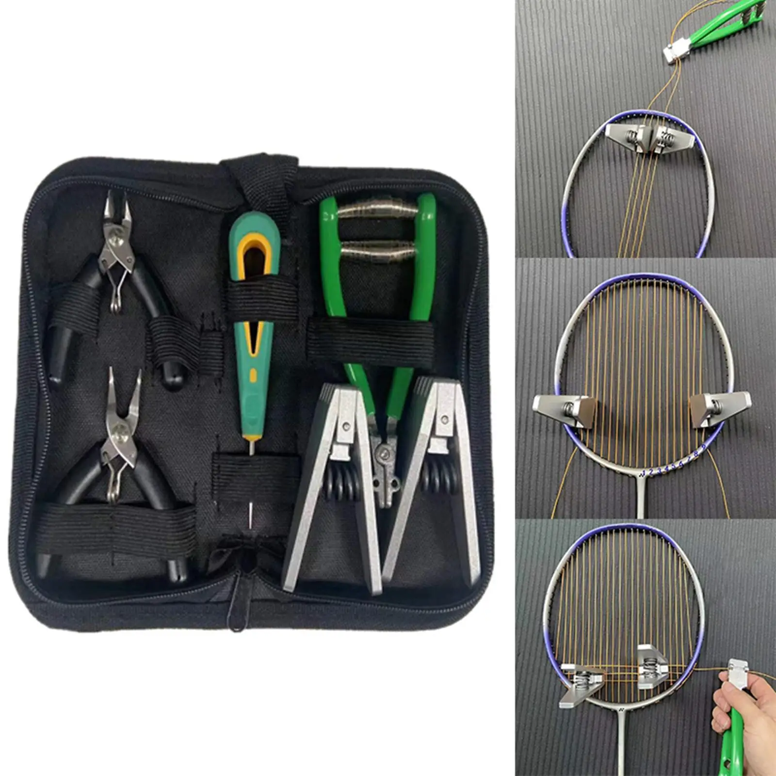 Portable Starting Stringing Clamp Tool Kit Nippers Stringing Machine Starter Awl Tennis Stringer Pro for Badminton Tennis Racket