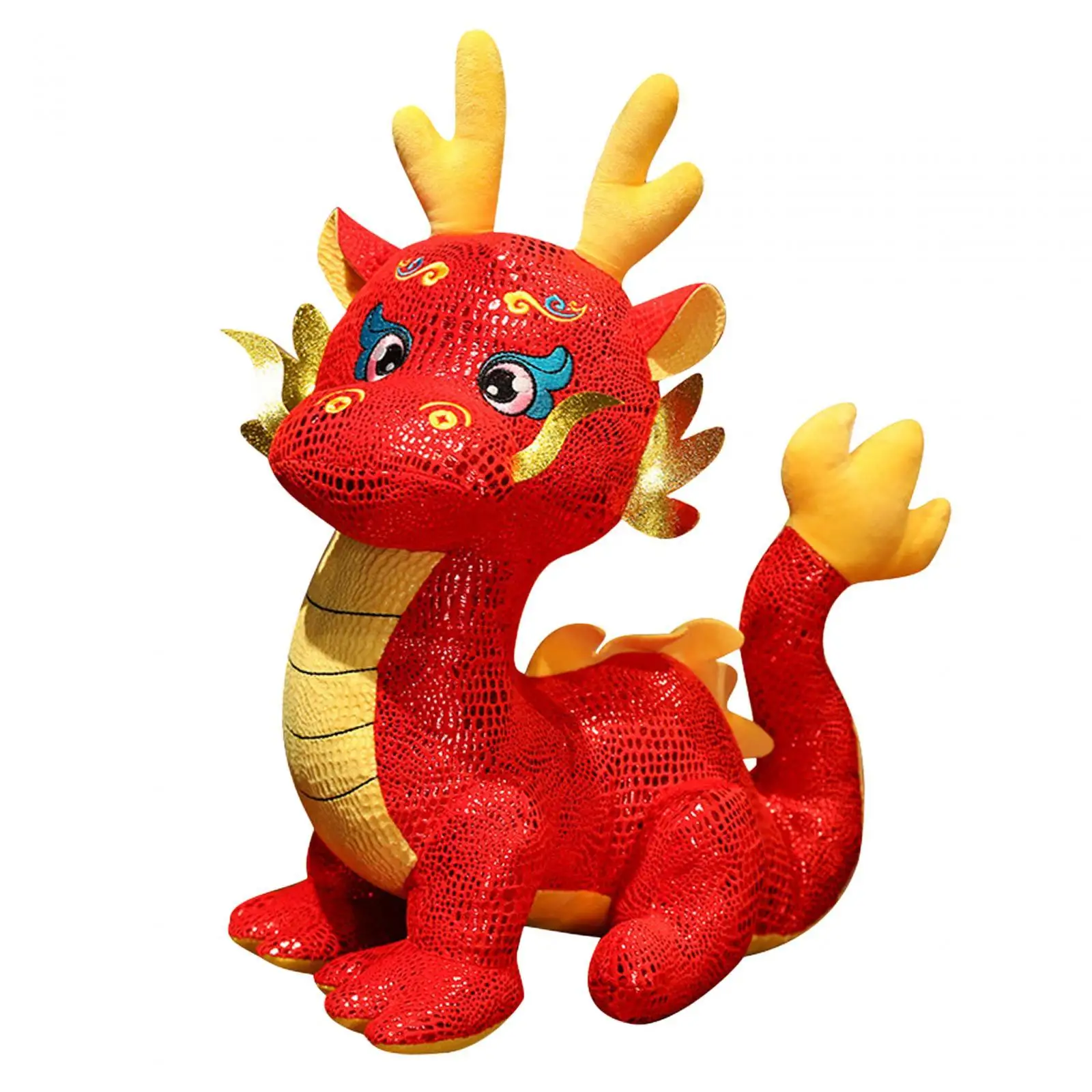 Chinese Dragon Plush Toy New Year Stuffed Dragon Animal Doll Cute Throw Pillow for Party Bedroom Living Room Holiday Decoration