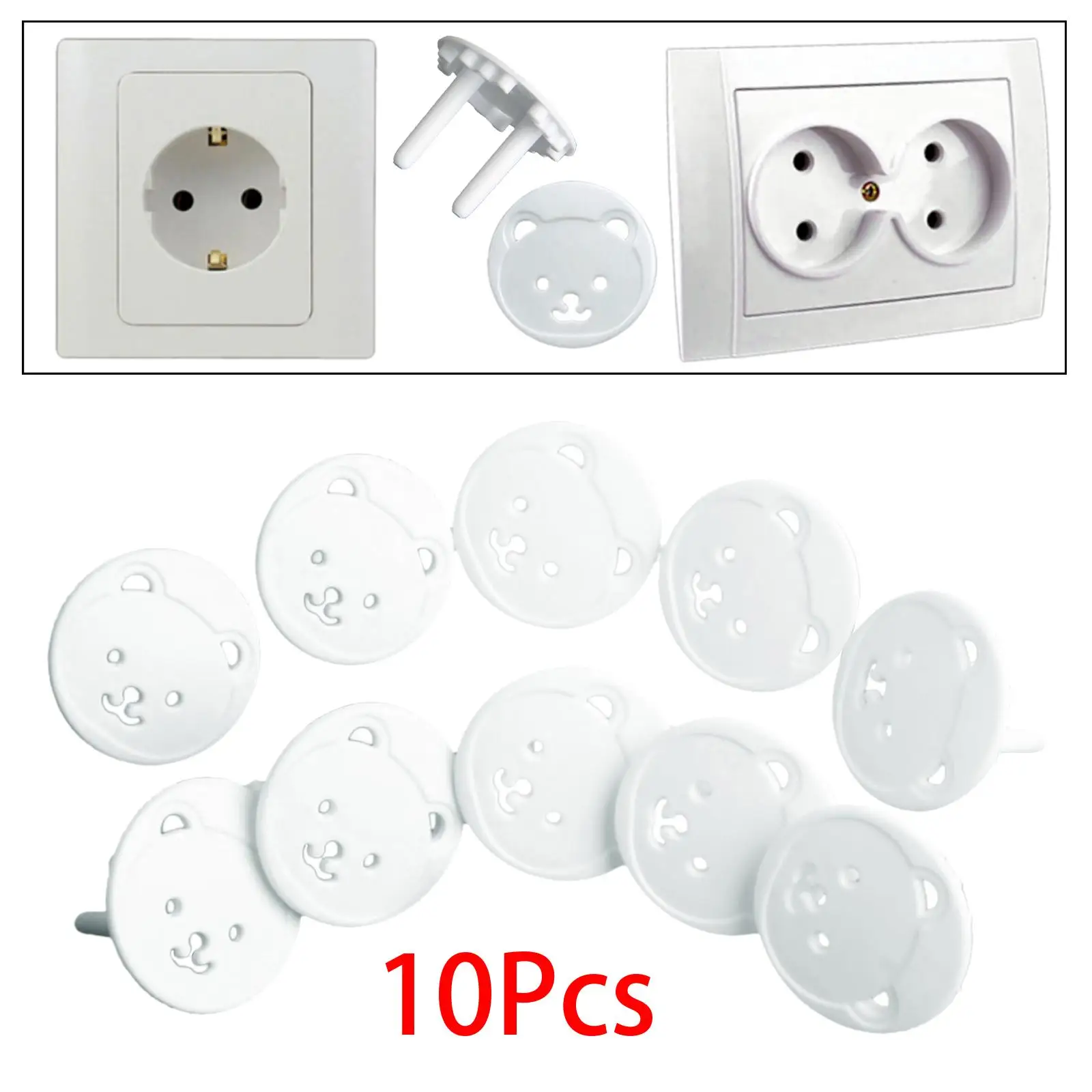 10 Pieces Outlet Covers Baby Proofing Easy to Install Wall Socket Protector for Safety Office Home Childen Toddlers