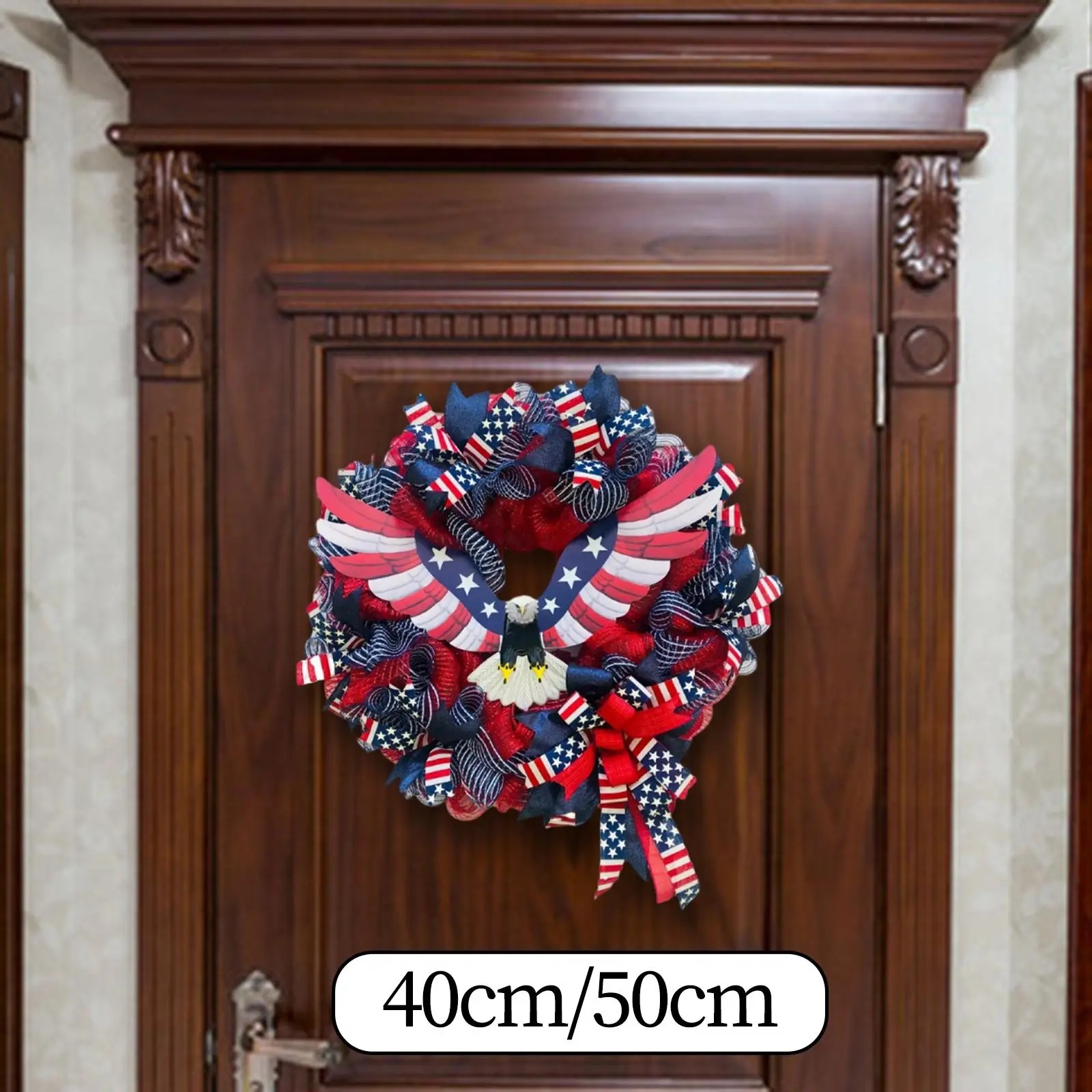 4TH of July Patriotic  Mesh Wreath for Independence Day Fine Craftsmanship Indoor and Outdoor Red White Blue Handcrafted
