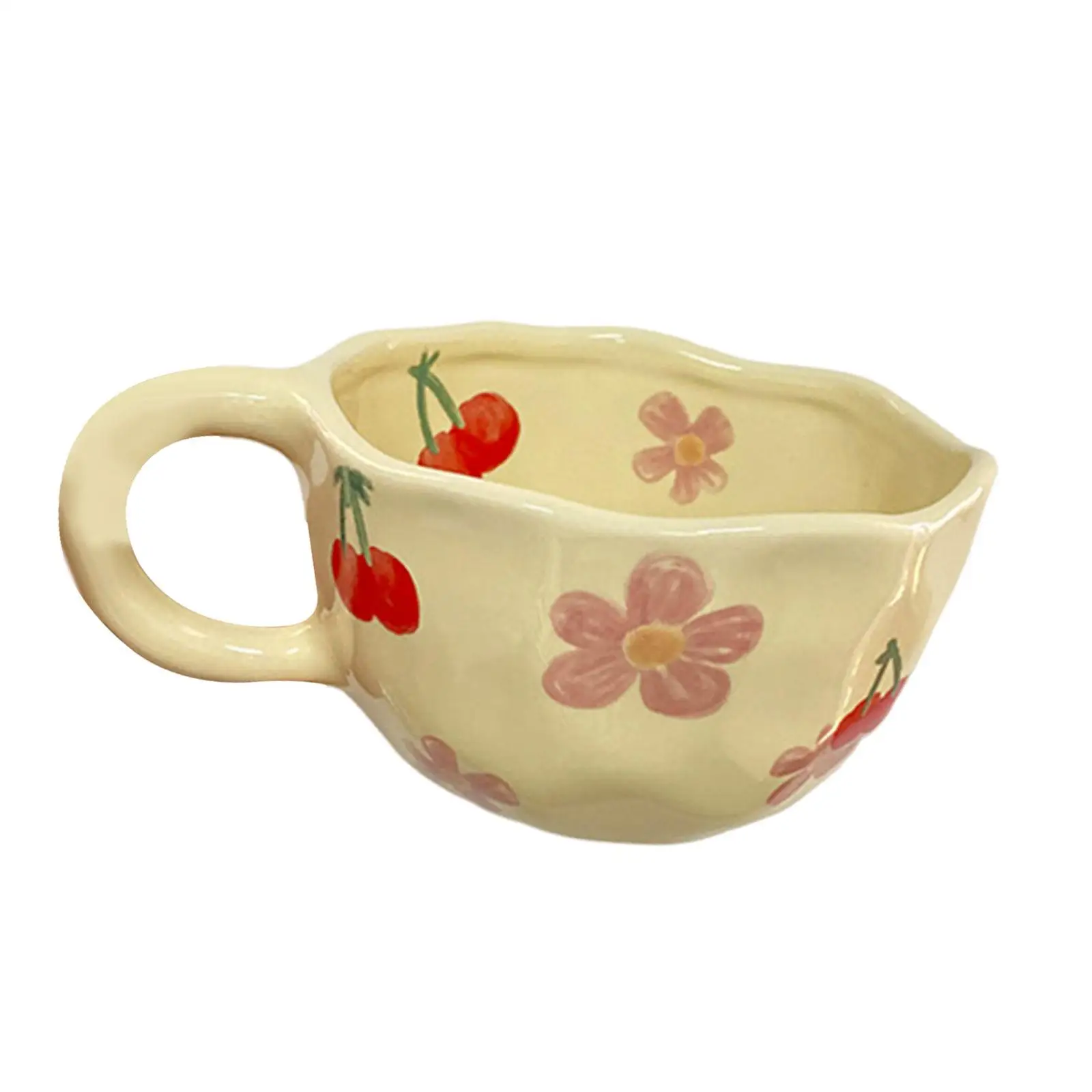 Breakfast Mug Durable Irregular Flower Milk Tea Cup for Office camping
