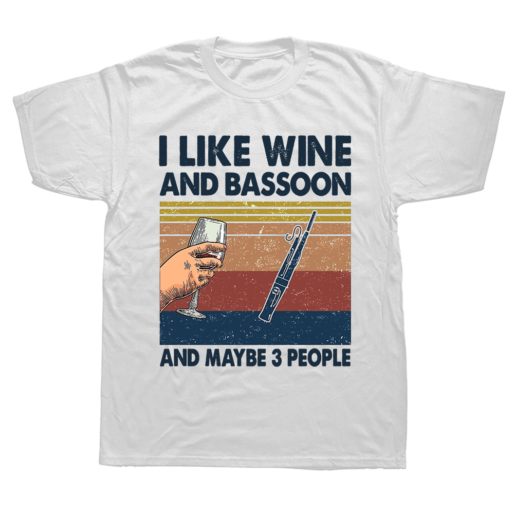Lustig, ich mag Wein und Fagott und vielleicht 3-Personen-T-Shirts, Sommer-Grafik, Baumwolle, Streetwear, Geburtstagsgeschenke, T-Shirt für Männer – Detail 2