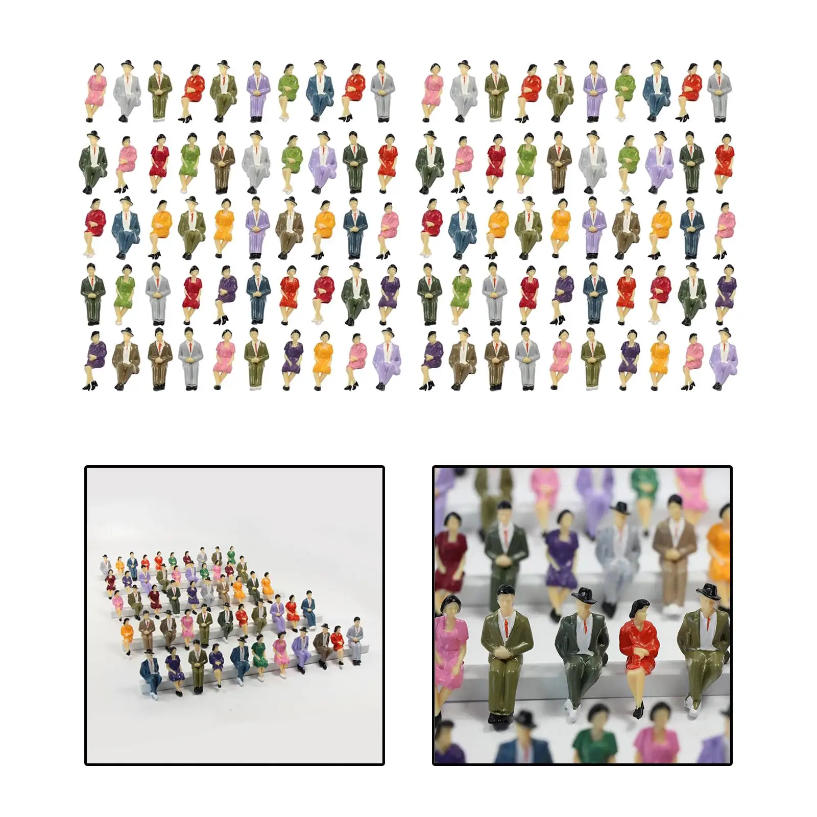 100 Pieces 1/30 Figures Character Woman and Man in Sitting Pose Model for Model