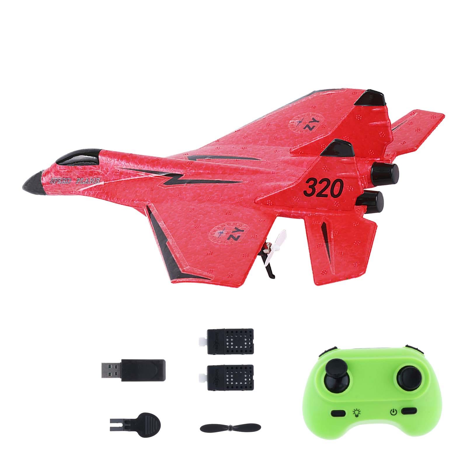 RC Fixed Wing Plane Gift with LED Cool Light Portable Outdoor Toys 2.4G 2 Channel RC Glider for Adults Kids Boys Girls Beginner