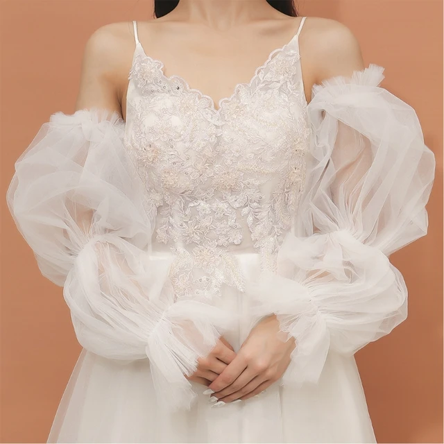 Detachable Bridal Sleeves, Tulle Puff Removable Sleeves for Wedding Dress -   Canada