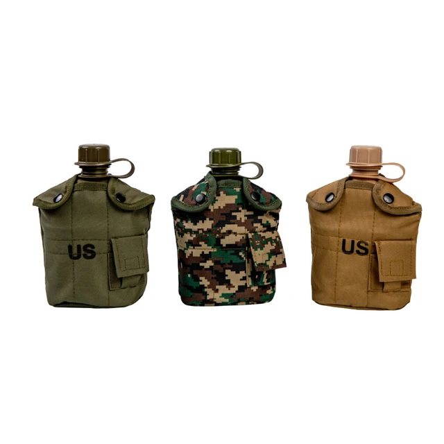 Botella militar para cantimplora, hervidor de agua con cubierta para  acampar, senderismo, mochilero, supervivencia, deportes, 1L - AliExpress