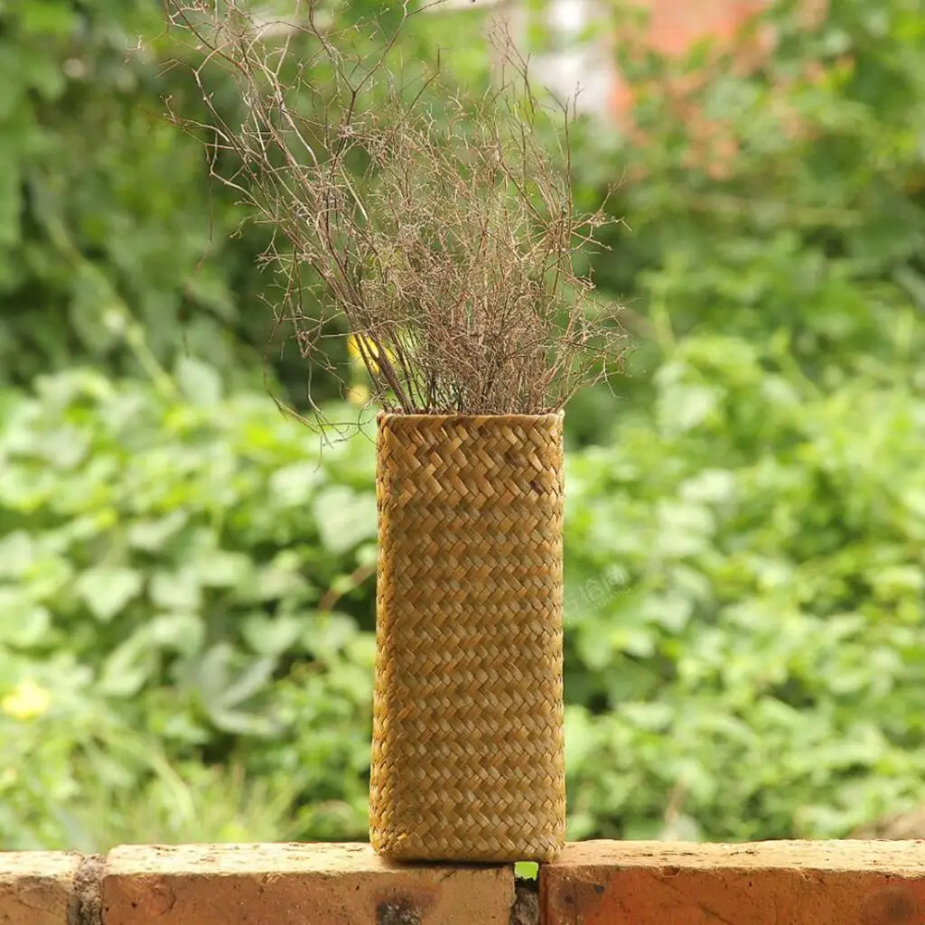 Rural Natural Vase Seagrass Plant Basket Planter Pots Container Flowerpot