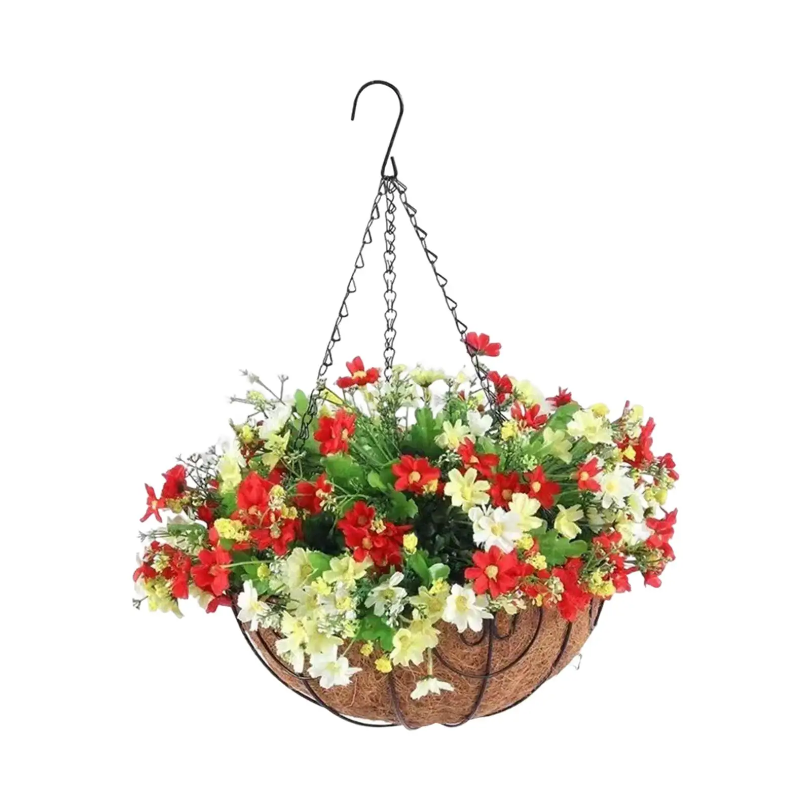 Artificial Flowers in Hanging Basket Plants Ornament Flowerpot for Lawn