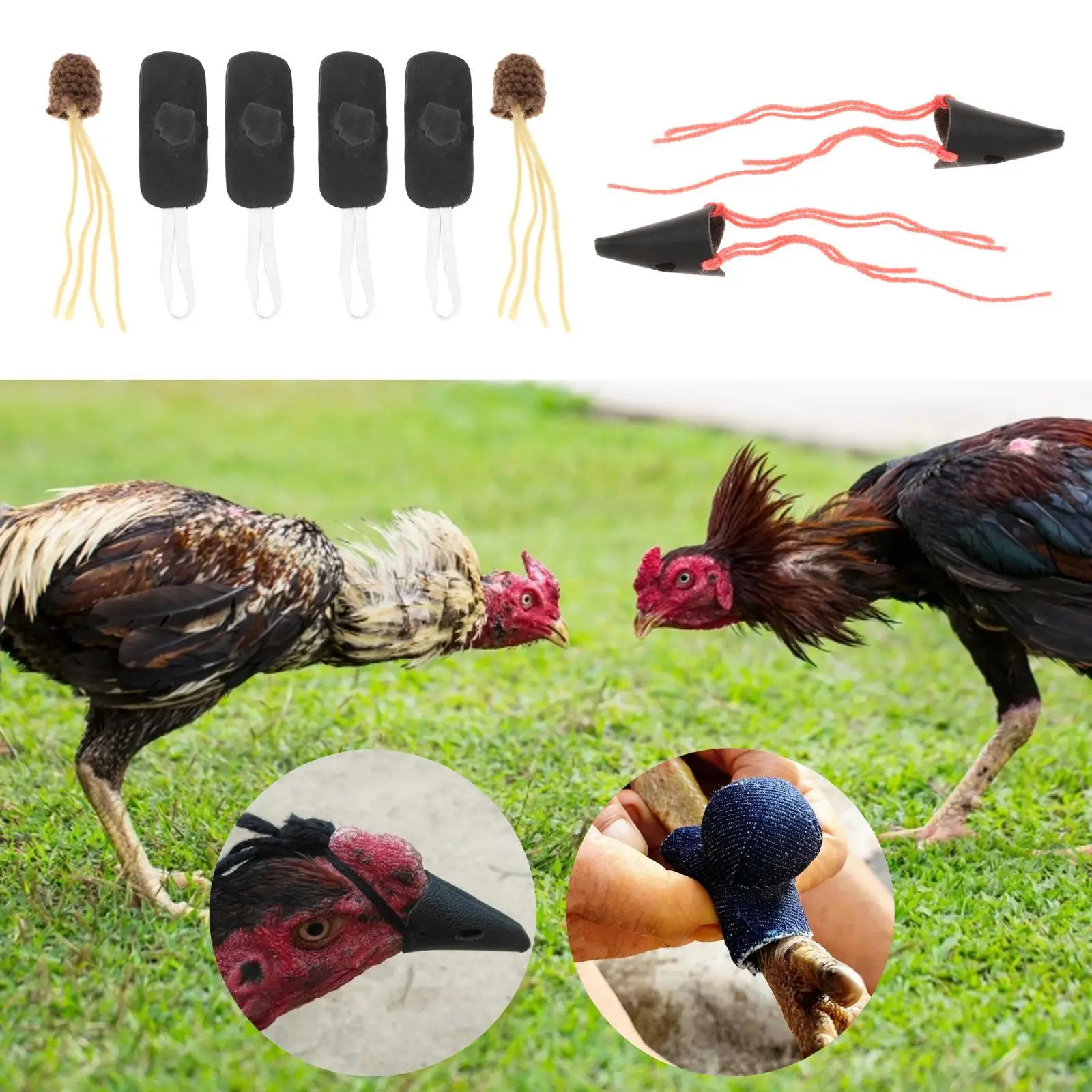  Fighting Foot Cover W/ Mouth Cover Accessories Animals Fighting Supplies Chicken Mitt Gamefowl Cockfighting Foot Cover
