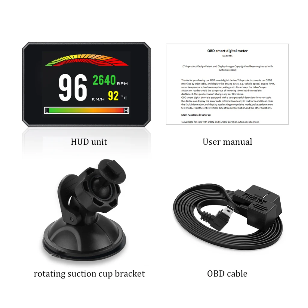 Digital Car P16 Speedometer Odometer Head Up Display Overspeed Warning Alarm HUD