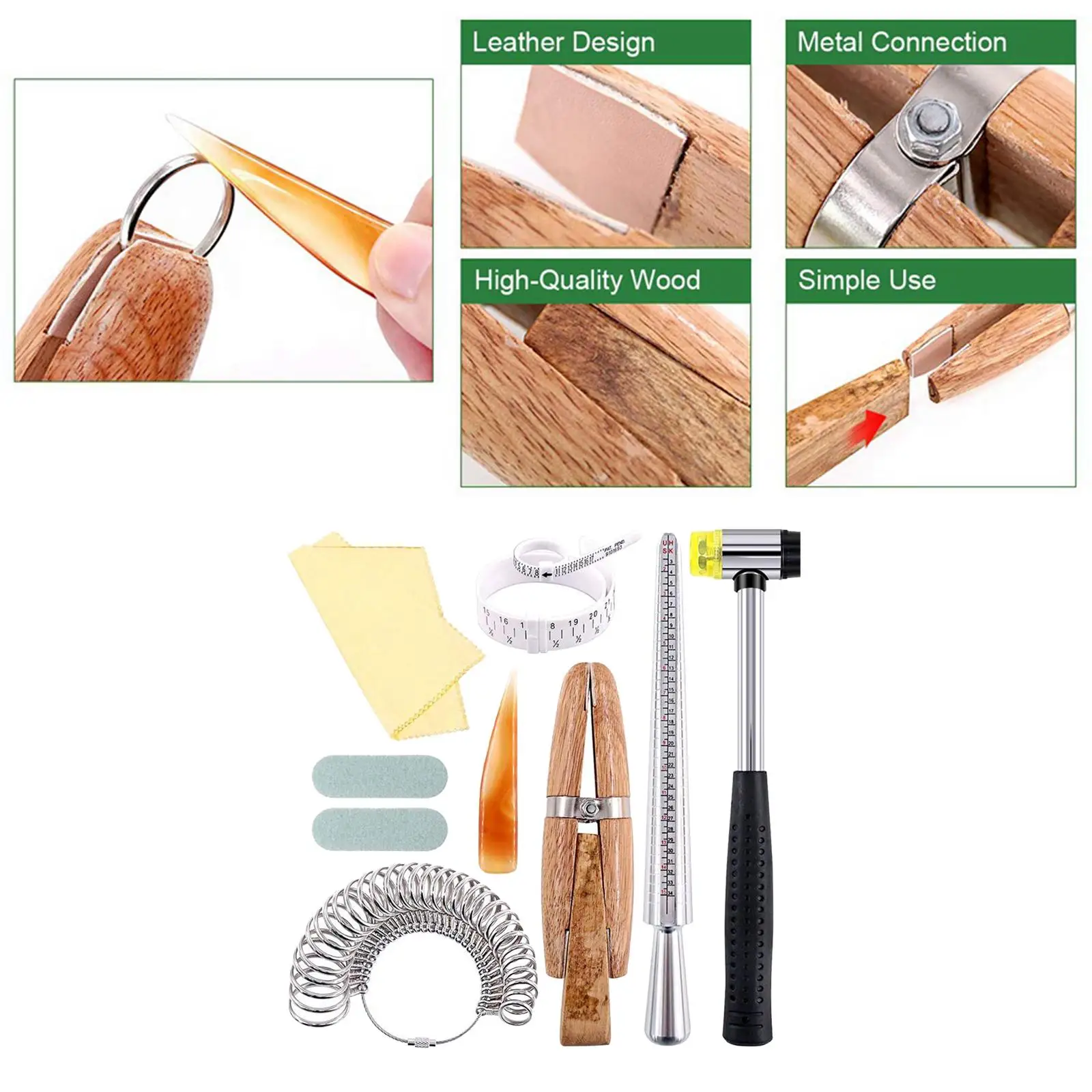 12 Pieces Professional Jewelry Making Tool Measu Stick Sizer Kit,Useful for Measu s Diameters