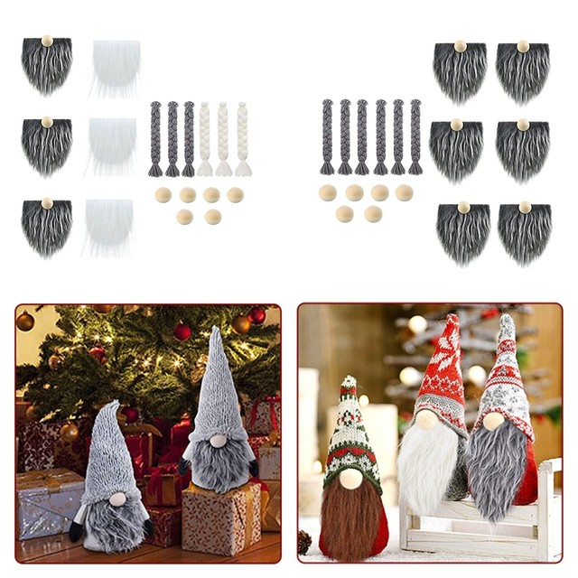 ZUYYON 36 Pcs Pre Cut Gnome Beards for Crafting Set Includes 12 Pcs Gnome  Beard, 12 Pcs Wooden Gnome Nose and 12 Pcs Gnome Braids, Handmade Gnome