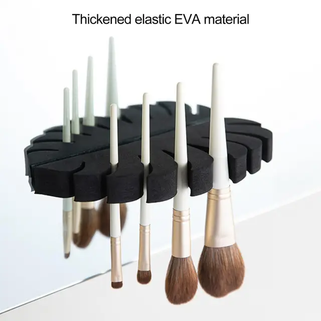 Makeup Brush Drying Rack Self Adhesive Wall-Mounted Leaf-Shaped EVA  Cosmetic Brush Drain Stand Decoration