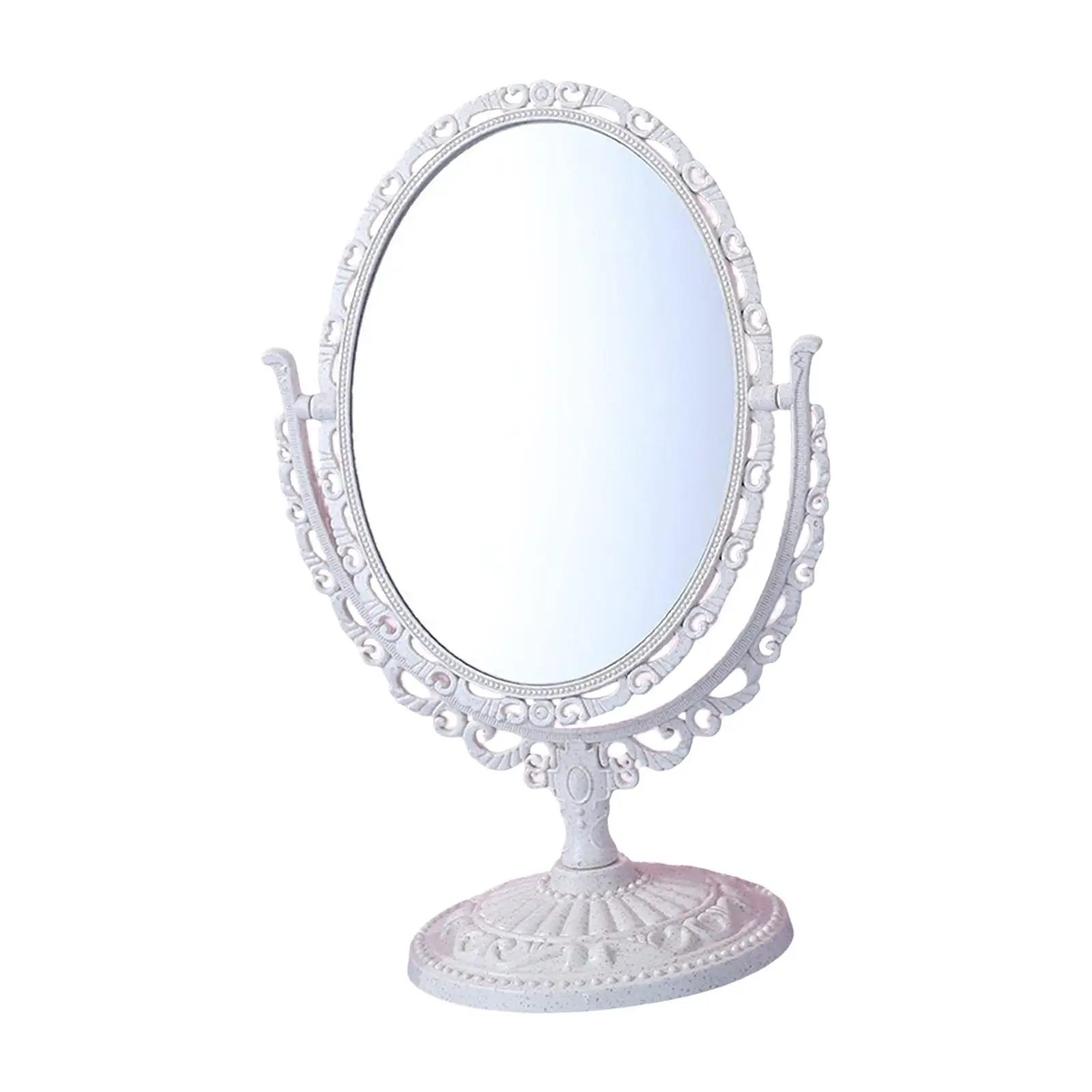 Desktop Makeup Mirror 360 Degree Rotation European Style Retro Cosmetic Mirror Vanity Mirror for Countertop Bathroom Desk Girls