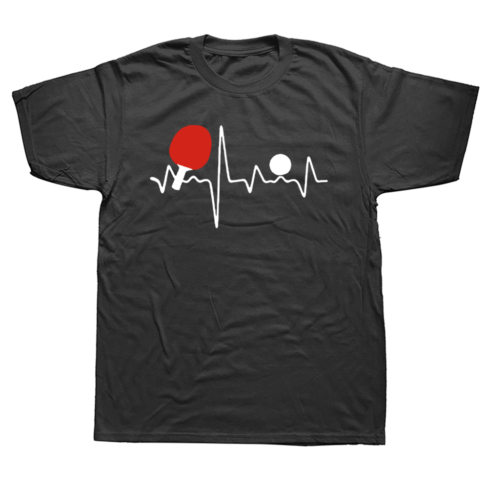 Lustige Ping Pong Herzschlag T Shirts Grafik Baumwolle Streetwear Kurzarm Oansatz Harajuku Tischtennis T-shirt Herren Kleidung – Detail 2