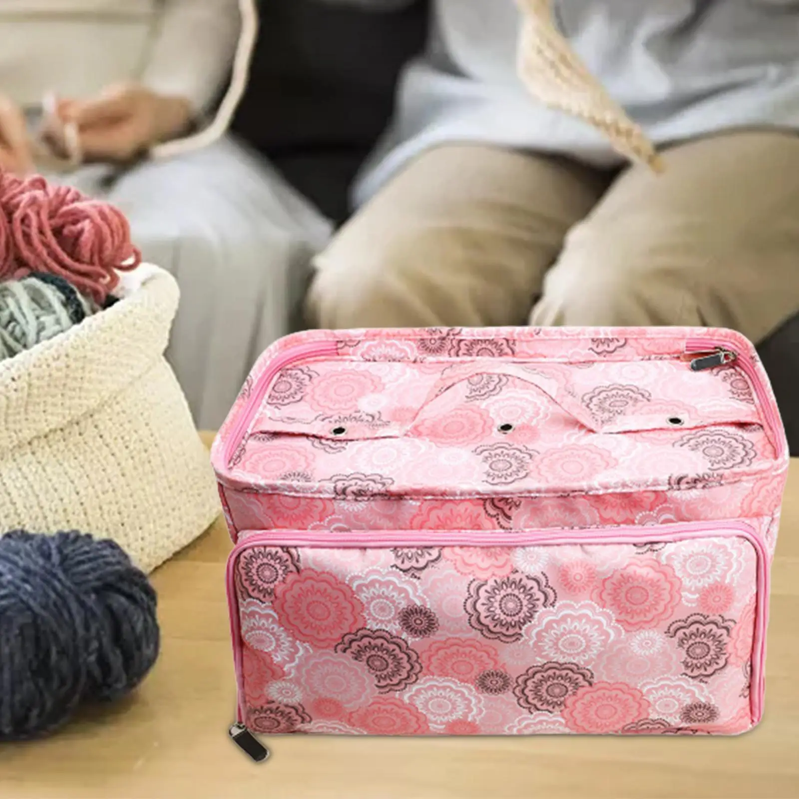 Yarn Storage Tote Bag Portable Yarn Storage Bag Lightweight Organizer Pockets Yarn Storage Tote with Hand Strap Knitting Tote