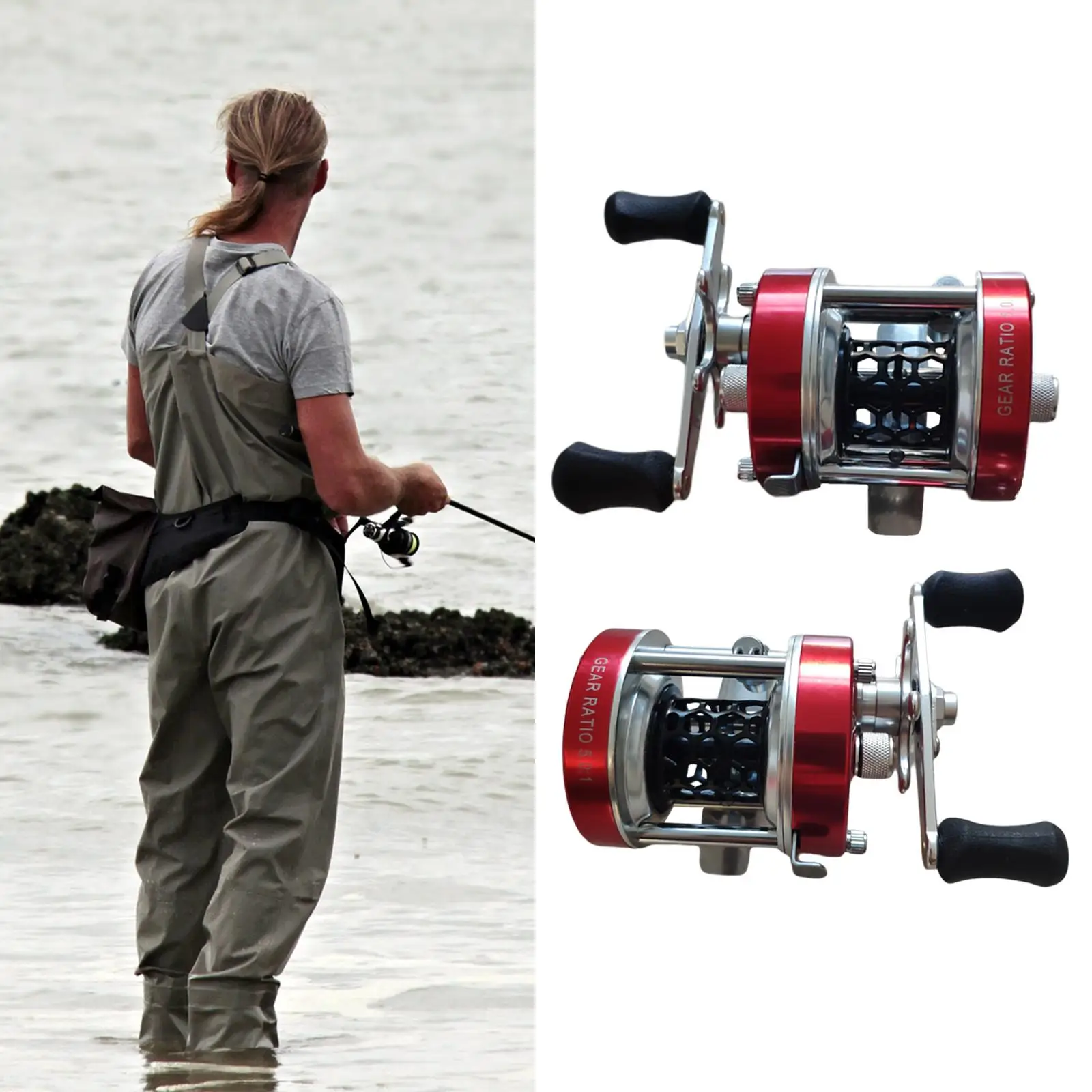 Lightweight Baitcasting Reel Anti-Reverse Bearing Fish Line Reel W300 Left/Right Hand