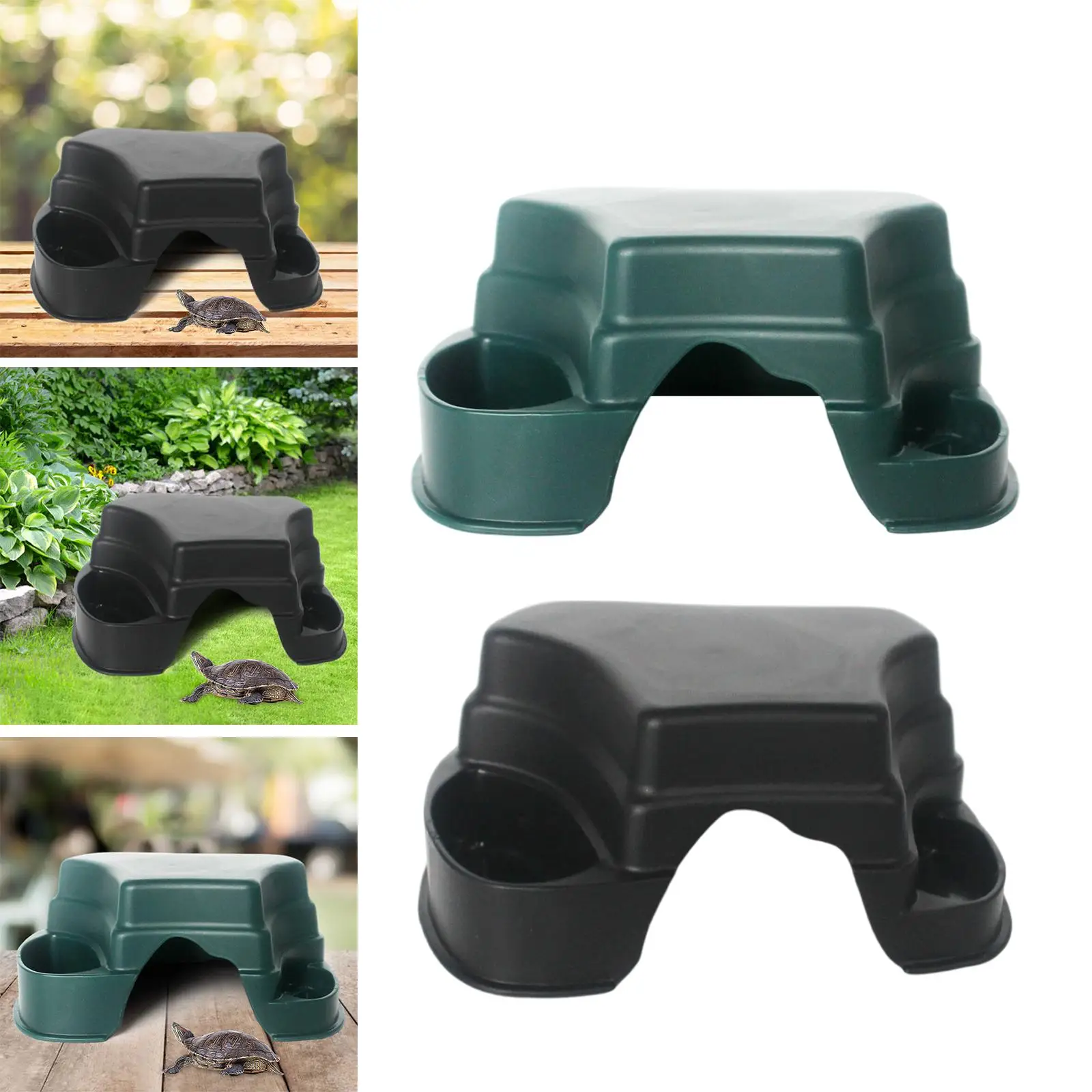 Plastic Reptile Hideout Cave Box with Basin Shelter House Hiding Ornament Easy Clean for Frog Snake Snakes Leopard Amphibians