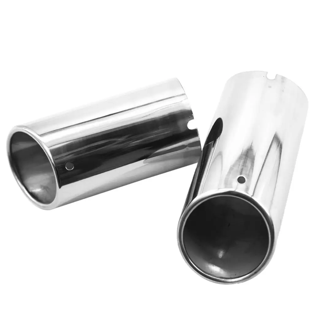 2 pc Chrome Car Rear Round Exhaust  Tail    A4 Easy To Installtion