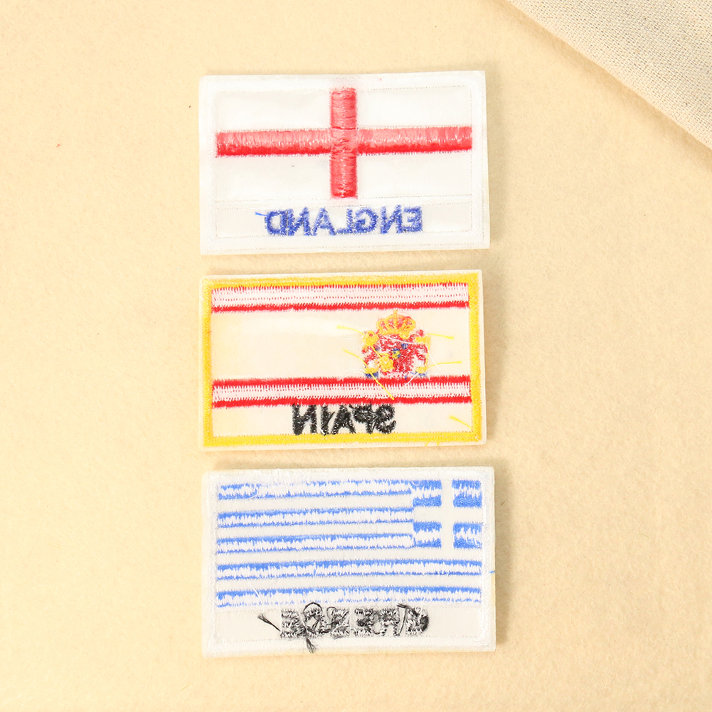 2PCS Spanien Griechenland Union Jack Patch Hand Stickerei Nähen Bügeln Handwerk Jacke Mantel Abzeichen Schfälligkeit Patch Dekoration – Detail 2