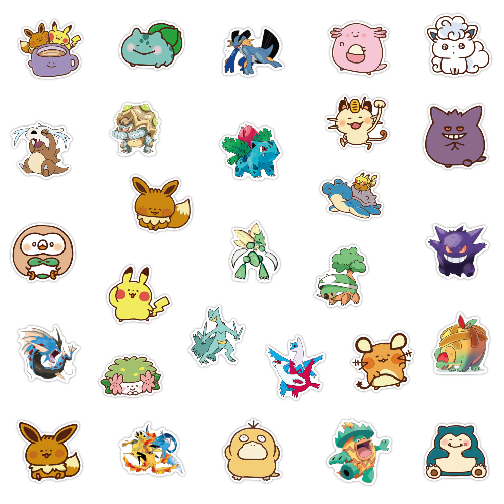 2022 Second Generation 50 Q Version Pokemon Pikachu Graffiti Stickers  Waterproof Luggage Notebook Scooter Stickers| | - AliExpress