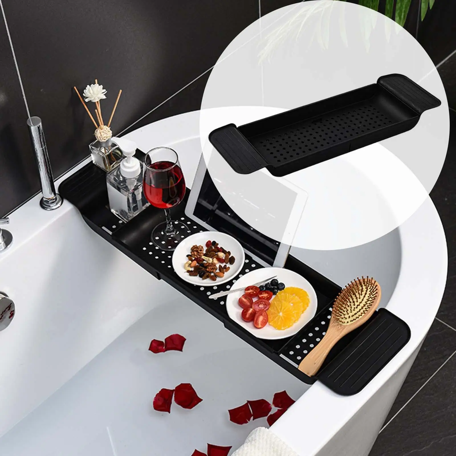 Adjustable Bath Tub Rack Storage Shelf Expandable Durable Accessories Bath Tub Tray for Bath Shelf Holder Shower Phone