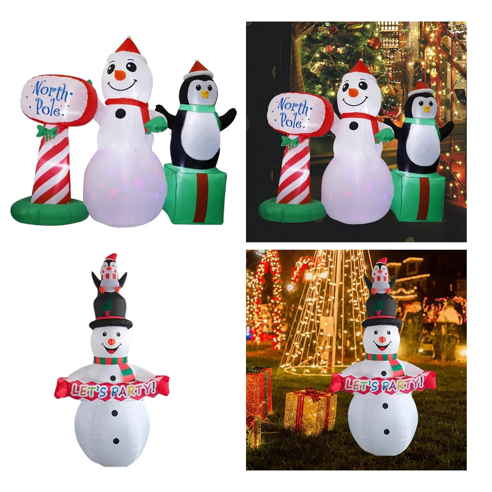 Christmas Decor with LED Lights Funny Luminous Ornament Weatherproof Props Blow up Snow Man for Vacation Party Xmas Patio Indoor