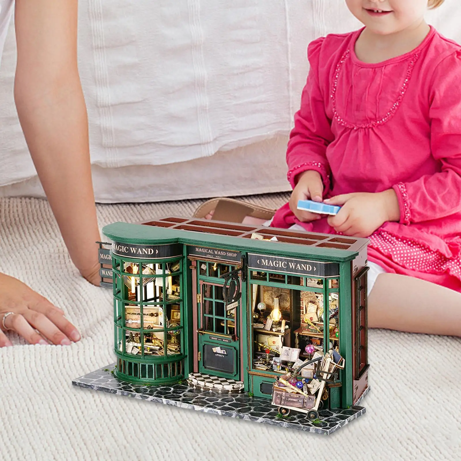 DIY Miniature Dollhouse Retro Handmade Doll House for Family Kids